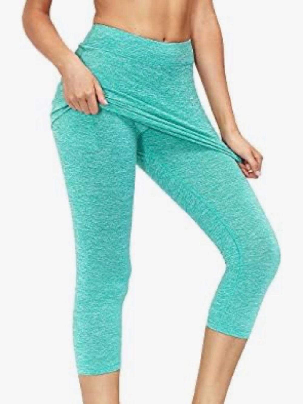 Kimmery Women's Capri Leggings with Skirt Light Green Large